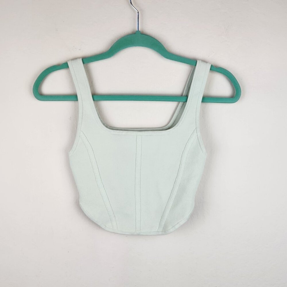 Aritzia Babaton Sculpt Knit Square Neck Bustier Crop Tank Top sz S